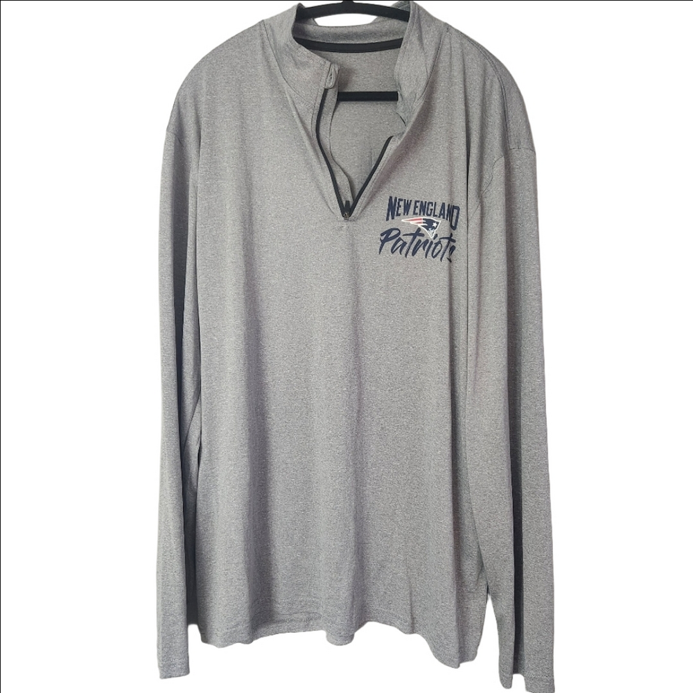 NFL Team Apparel New England Patriots Long Sleeve Shirt. Men's 2x, Grey